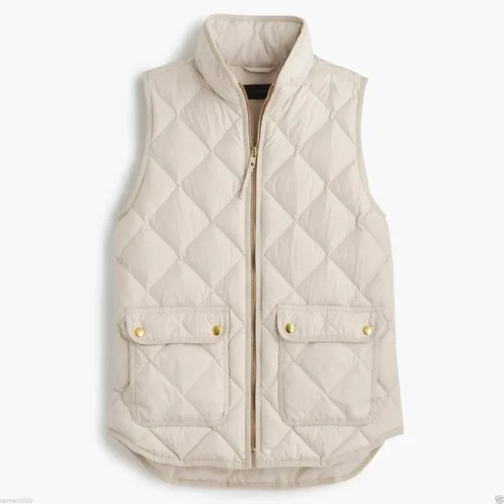 JCrew Puffer Down Vest Quilted Size M Cream